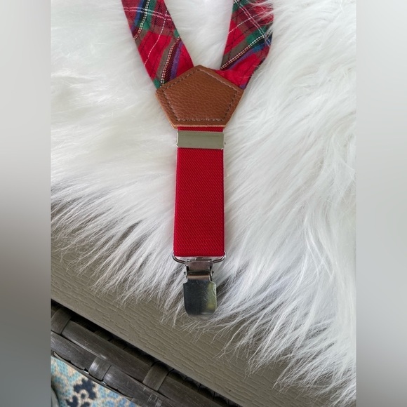 Mudpie Toddler Suspenders & Bow Tie Set Tartan Plaid - Picture 2 of 5
